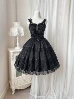 Black Fairy-like Elegant and Cute Girly Light Bride Lolita Suspenders Dress Black Fairy-like Elegant and Cute Girly Light Bride Lolita Suspenders Dress
