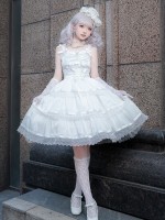 Fairy-like Elegant and Cute Girly Light Bride Lolita Suspenders Dress Fairy-like Elegant and Cute Girly Light Bride Lolita Suspenders Dress