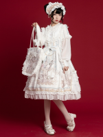 White Sweet Retro Lolita OP Long-sleeved Print Elegant Dress White Sweet Retro Lolita OP Long-sleeved Print Elegant Dress