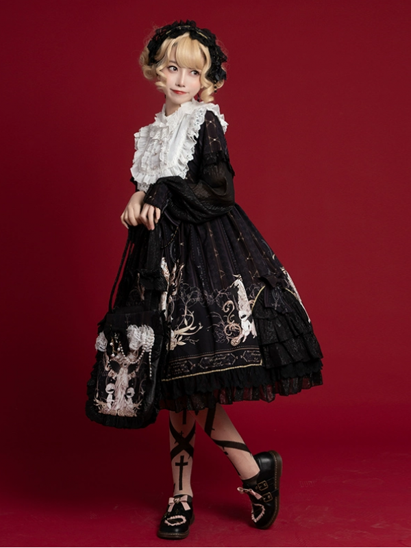 Sweet Lolita OP Long-sleeved Printed Elegant Dress Sweet Lolita OP Long-sleeved Printed Elegant Dress