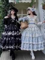 Sweet Pastoral Print Embroidery Four-section j Lolita JSK Suspender Dress Sweet Pastoral Print Embroidery Four-section j Lolita JSK Suspender Dress