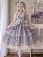 Purple Sweet and Elegant Printed Lolita JSK Suspender Dress Purple Sweet and Elegant Printed Lolita JSK Suspender Dress