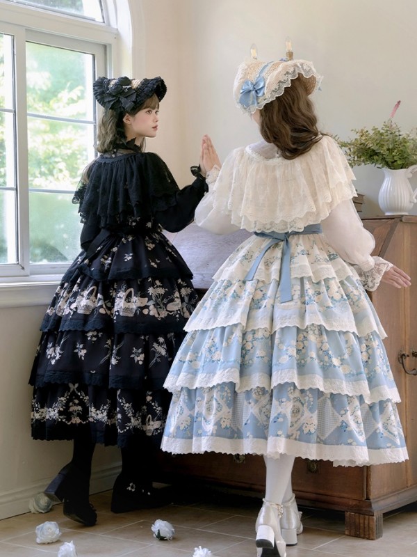 Sweet Pastoral Print Embroidery Four-section j Lolita JSK Suspender Dress Sweet Pastoral Print Embroidery Four-section j Lolita JSK Suspender Dress