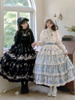 Sweet Pastoral Print Embroidery Four-section j Lolita JSK Suspender Dress Sweet Pastoral Print Embroidery Four-section j Lolita JSK Suspender Dress