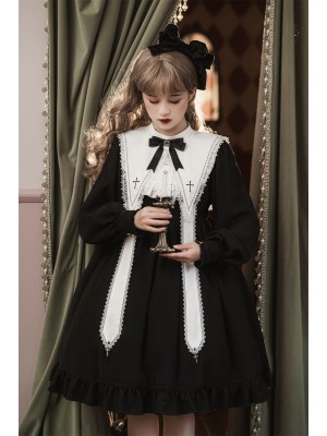 Halloween Gothic Dark Classic Elegant Nun Lolita Dress