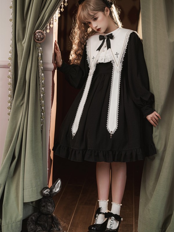 Halloween Gothic Dark Classic Elegant Nun Lolita Dress Halloween Gothic Dark Classic Elegant Nun Lolita Dress