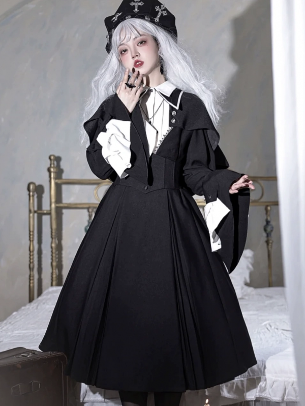 Halloween Dark Cross Nun Style Lolita Long Sleeve OP Dress Halloween Dark Cross Nun Style Lolita Long Sleeve OP Dress