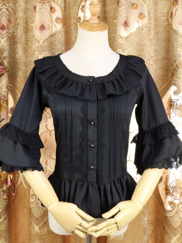 Lolita Dress Chiffon Shirt Lace Three-quarter Hime Sleeves Blouse Lolita Dress Chiffon Shirt Lace Three-quarter Hime Sleeves Blouse