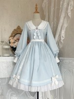 Sweet Blue Lolita Dress Bunny Ears Princess Long Sleeve OP Dress Sweet Blue Lolita Dress Bunny Ears Princess Long Sleeve OP Dress