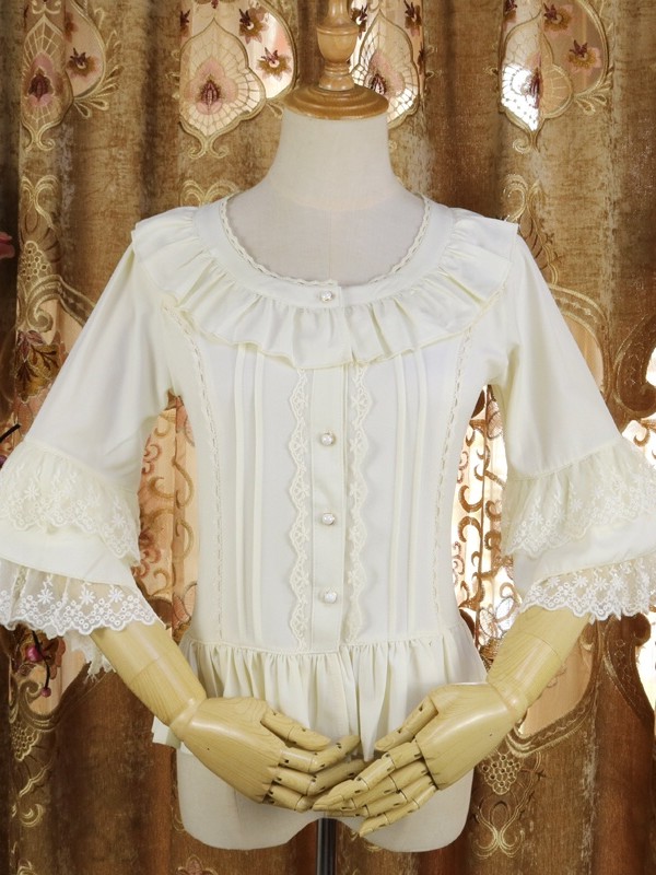 Lolita Dress Chiffon Shirt Lace Three-quarter Hime Sleeves Blouse Lolita Dress Chiffon Shirt Lace Three-quarter Hime Sleeves Blouse