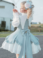 Blue Cute Sweet Magic Girl Long Sleeve Lolita Dress Princess OP Dress Blue Cute Sweet Magic Girl Long Sleeve Lolita Dress Princess OP Dress