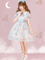 Blue Sweet and cute Star Wishing Bear Lolita Dress OP Blue Sweet and cute Star Wishing Bear Lolita Dress OP