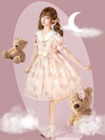 Pink Sweet and cute Star Wishing Bear Lolita dress OP Pink Sweet and cute Star Wishing Bear Lolita dress OP