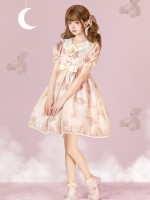 Pink Sweet and cute Star Wishing Bear Lolita dress OP Pink Sweet and cute Star Wishing Bear Lolita dress OP
