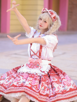 Sweet and Cute Bunny Strawberry Lolita Suspender Skirt SK Set Sweet and Cute Bunny Strawberry Lolita Suspender Skirt SK Set
