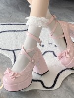 Elegant Love Song Lolita Shallow Mouth High Heels Round Toe Thick Heel Shoes Elegant Love Song Lolita Shallow Mouth High Heels Round Toe Thick Heel Shoes