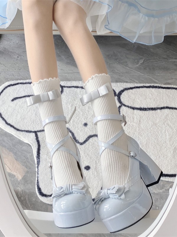 Elegant Love Song Lolita Shallow Mouth High Heels Round Toe Thick Heel Shoes Elegant Love Song Lolita Shallow Mouth High Heels Round Toe Thick Heel Shoes