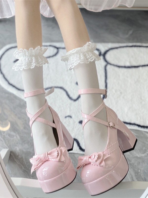 Elegant Love Song Lolita Shallow Mouth High Heels Round Toe Thick Heel Shoes Elegant Love Song Lolita Shallow Mouth High Heels Round Toe Thick Heel Shoes