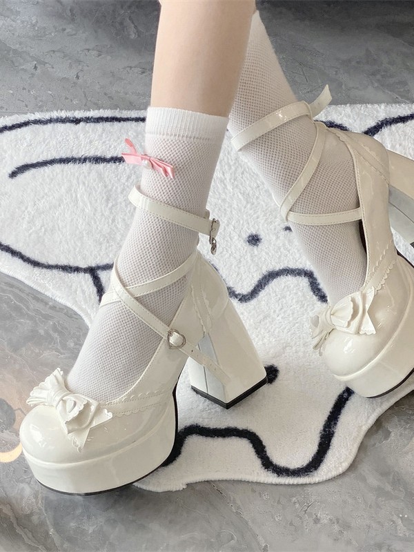 Elegant Love Song Lolita Shallow Mouth High Heels Round Toe Thick Heel Shoes Elegant Love Song Lolita Shallow Mouth High Heels Round Toe Thick Heel Shoes
