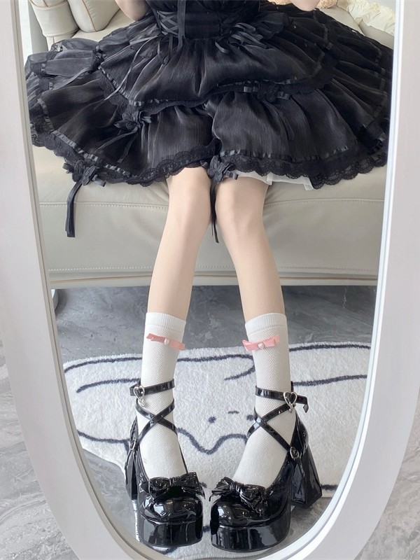Elegant Love Song Lolita Shallow Mouth High Heels Round Toe Thick Heel Shoes Elegant Love Song Lolita Shallow Mouth High Heels Round Toe Thick Heel Shoes