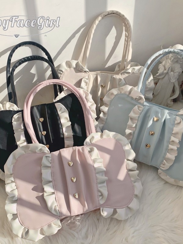 BabyFaceGirl Cream Bow Lolita Bag Cute Soft Girl Shoulder Bag BabyFaceGirl Cream Bow Lolita Bag Cute Soft Girl Shoulder Bag
