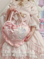 Sweet Bow Heart Bag Embroidery Hand-held Lolita Bag Sweet Bow Heart Bag Embroidery Hand-held Lolita Bag