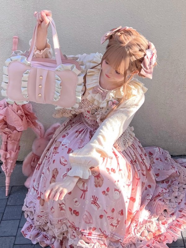 BabyFaceGirl Cream Bow Lolita Bag Cute Soft Girl Shoulder Bag BabyFaceGirl Cream Bow Lolita Bag Cute Soft Girl Shoulder Bag