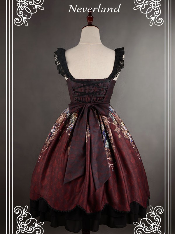 Sweet Vintage Lolita Madonna Cross Round Neck Jumperskirt suspender Dress