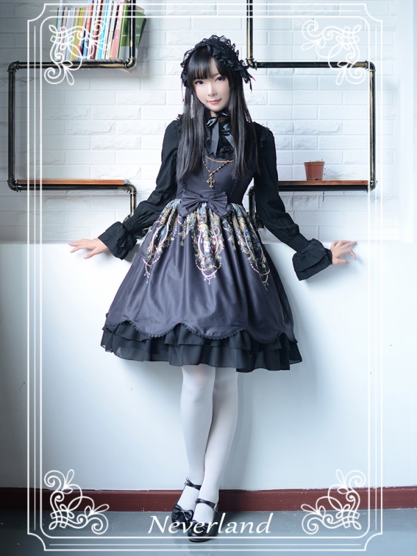 Sweet Vintage Lolita Madonna Cross Round Neck Jumperskirt suspender Dress