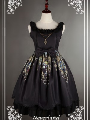 Sweet Vintage Lolita Madonna Cross Round Neck Jumperskirt suspender Dress