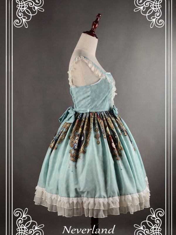 Vintage Madonna Cross Print V Waist Lolita Jumperskirt