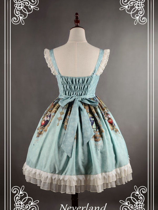 Vintage Madonna Cross Print V Waist Lolita Jumperskirt
