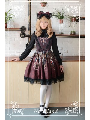 Vintage Madonna Cross Print V Waist Lolita Jumperskirt