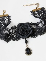 Man-made Diamond Pendant Vintage Lace Rose Choker Man-made Diamond Pendant Vintage Lace Rose Choker