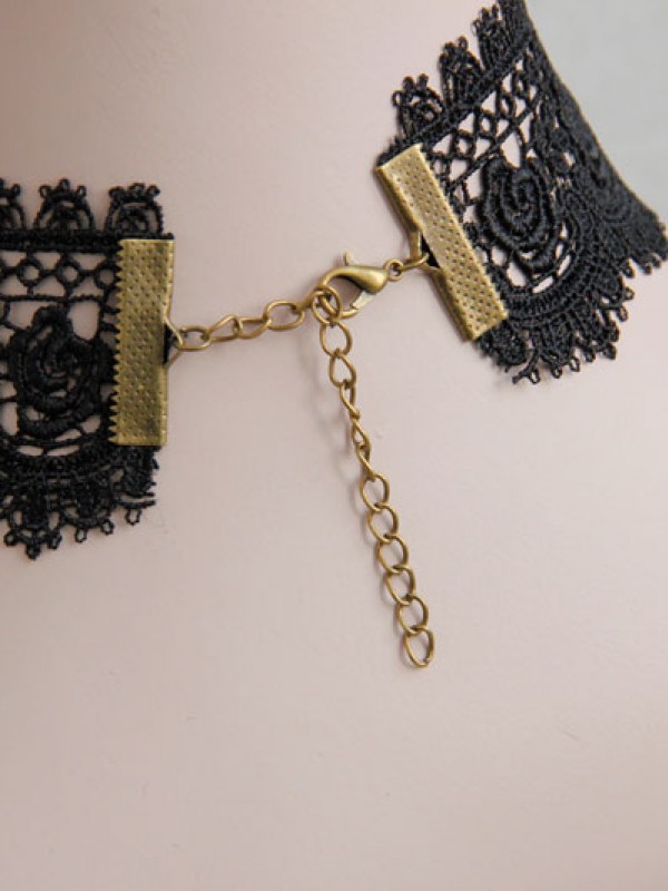Man-made Diamond Pendant Vintage Lace Rose Choker Man-made Diamond Pendant Vintage Lace Rose Choker