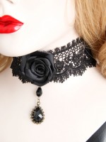 Man-made Diamond Pendant Vintage Lace Rose Choker Man-made Diamond Pendant Vintage Lace Rose Choker