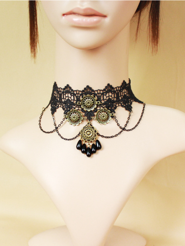 Man-made Peal Pendant Vintage Lace Choker Man-made Peal Pendant Vintage Lace Choker