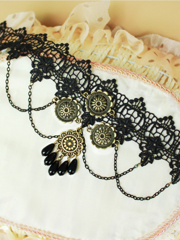 Man-made Peal Pendant Vintage Lace Choker Man-made Peal Pendant Vintage Lace Choker