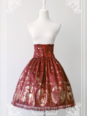 Gold Vintage Print Mermaid Song High-waisted Lolita Fishbone Skirt