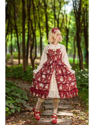 INFANTA * Miss Rabbit Dance Song * Mid Open JSK Printed Elegant Mid length Skirt