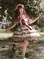 【Midsummer Orchard】~lolita Onepiece~Cherry Bunny Printed Skirt~Summer model 【Midsummer Orchard】~lolita Onepiece~Cherry Bunny Printed Skirt~Summer model