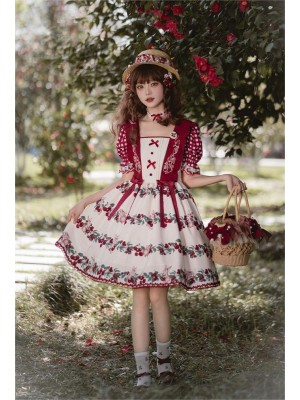 【Midsummer Orchard】~lolita Onepiece~Cherry Bunny Printed Skirt~Summer model