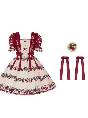 【Midsummer Orchard】~lolita Onepiece~Cherry Bunny Printed Skirt~Summer model