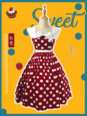Miss Yaodu Polka Dot Herben One-piece