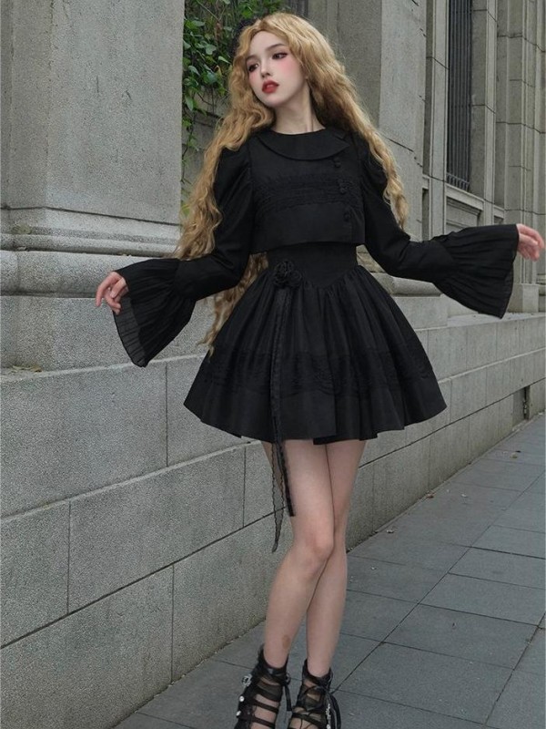 【Night Traveling】~lolita Jumperskirt~Black Coat/Long model/Short model 【Night Traveling】~lolita Jumperskirt~Black Coat/Long model/Short model