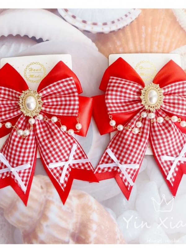 Pearl Bowknot Lolita Hair Clips Pearl Bowknot Lolita Hair Clips