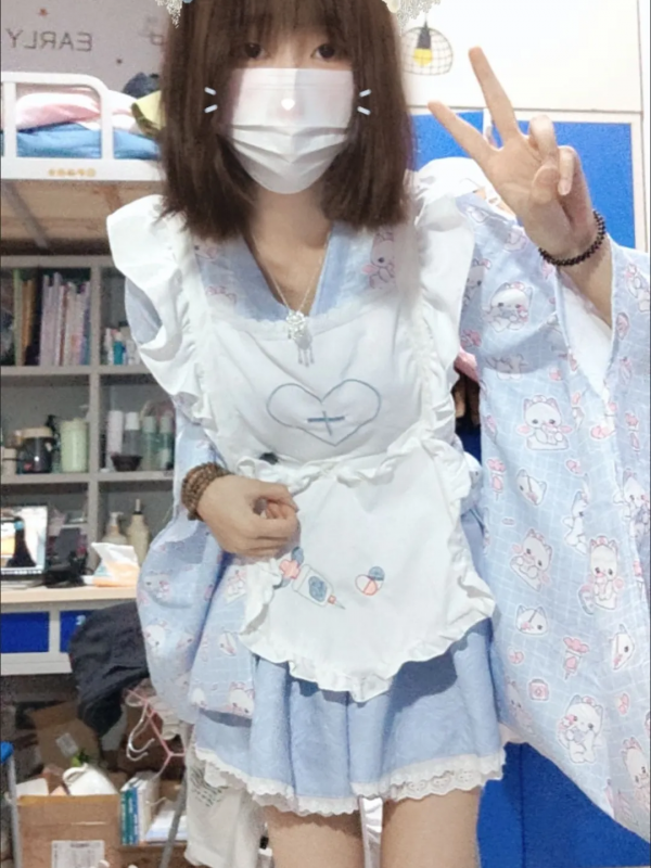 【Pray cat】~Lolita~Japanese-style Long and short Maid dress 【Pray cat】~Lolita~Japanese-style Long and short Maid dress