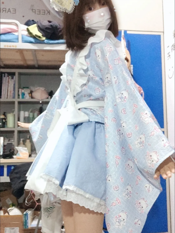 【Pray cat】~Lolita~Japanese-style Long and short Maid dress 【Pray cat】~Lolita~Japanese-style Long and short Maid dress