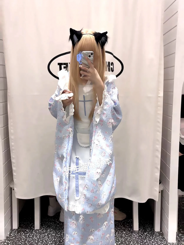 【Pray cat】~Lolita~Japanese-style Long and short Maid dress 【Pray cat】~Lolita~Japanese-style Long and short Maid dress