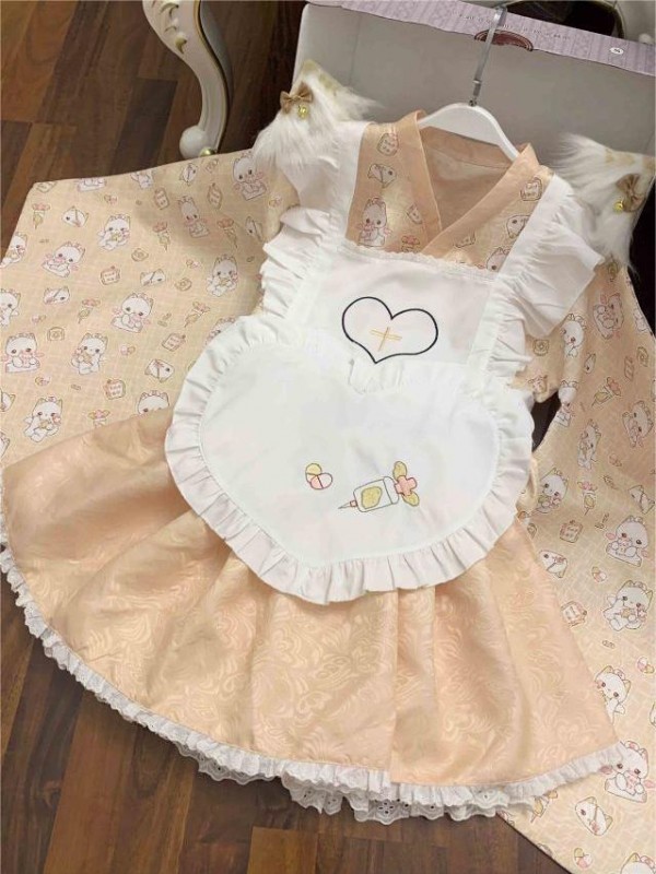 【Pray cat】~Lolita~Japanese-style Long and short Maid dress 【Pray cat】~Lolita~Japanese-style Long and short Maid dress